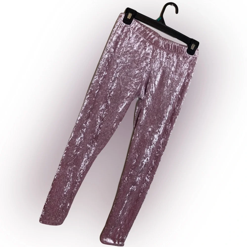 Pink Velvet Stretch Leggings Size Large
